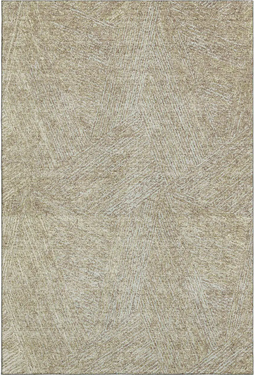 Beige And Ivory Abstract Washable Area Rug With UV Protection Photo 3