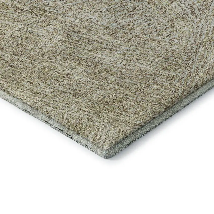 Beige And Ivory Abstract Washable Area Rug With UV Protection Photo 5