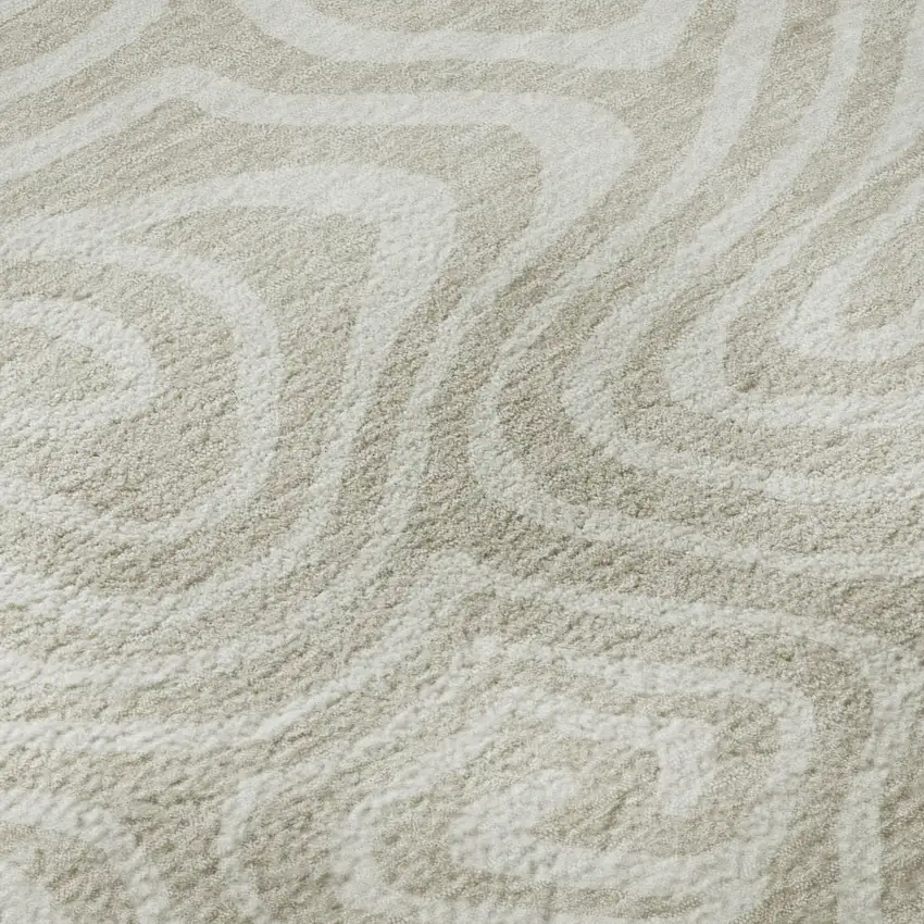 Beige And Ivory Abstract Washable Area Rug With UV Protection Photo 8