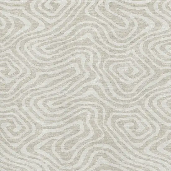 Beige And Ivory Abstract Washable Area Rug With UV Protection Photo 2