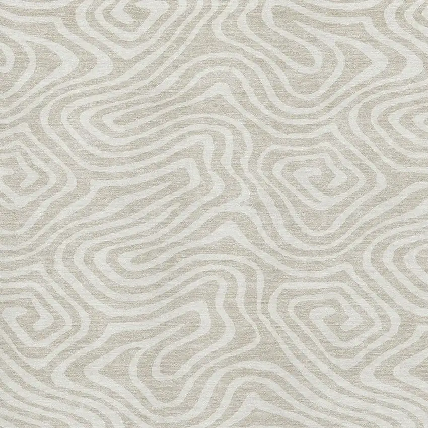 Beige And Ivory Abstract Washable Area Rug With UV Protection Photo 2