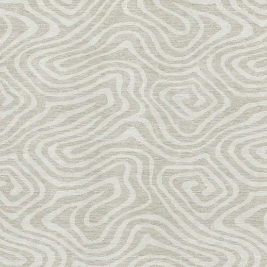 Beige And Ivory Abstract Washable Area Rug With UV Protection Photo 2