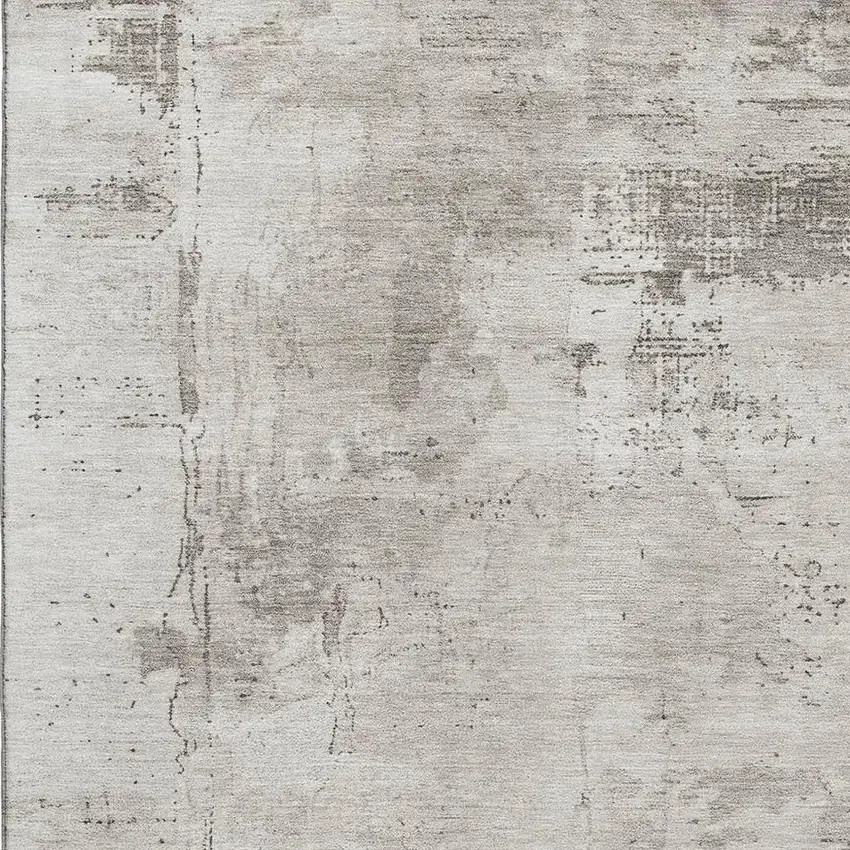 Beige And Ivory Abstract Washable Area Rug With UV Protection Photo 2