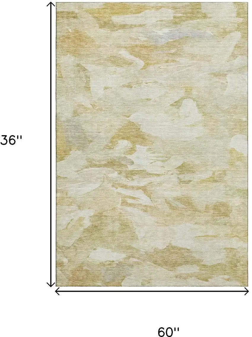 Beige And Ivory Abstract Washable Area Rug With UV Protection Photo 8
