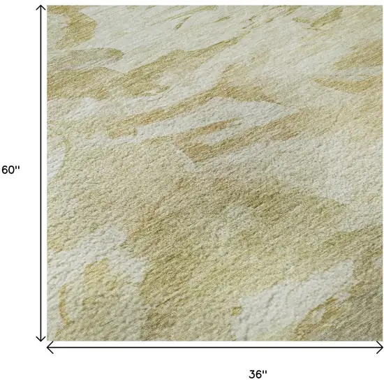 Beige And Ivory Abstract Washable Area Rug With UV Protection Photo 8