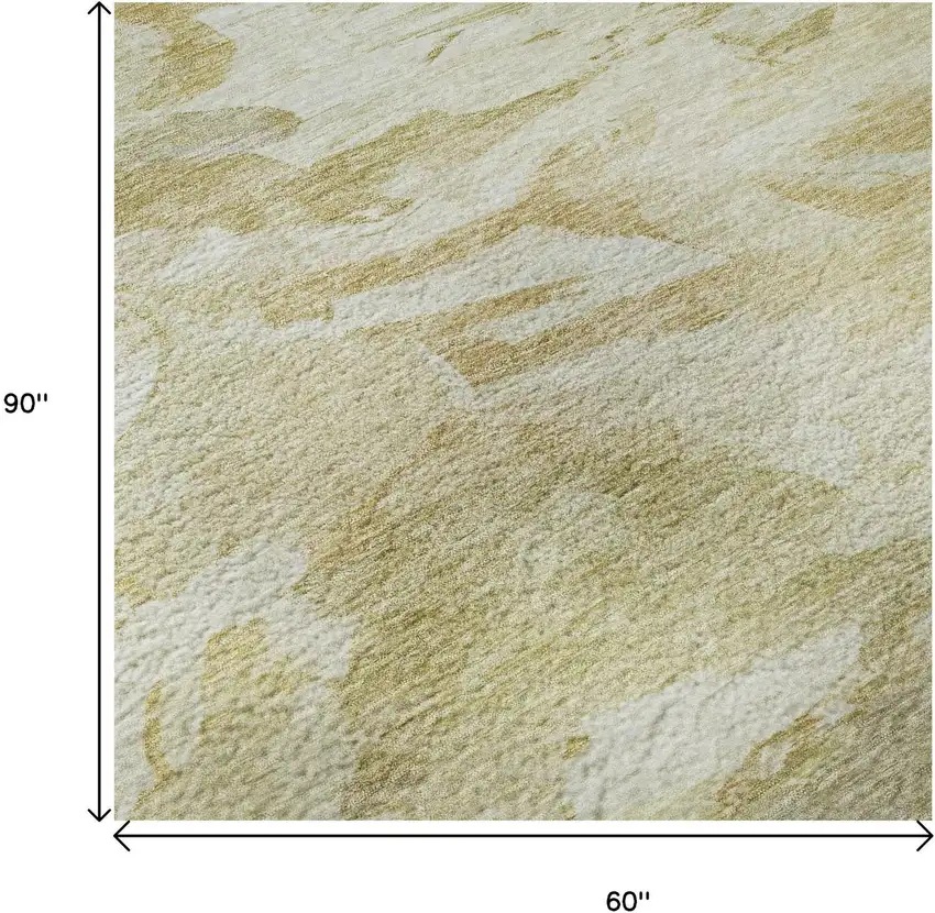 Beige And Ivory Abstract Washable Area Rug With UV Protection Photo 8