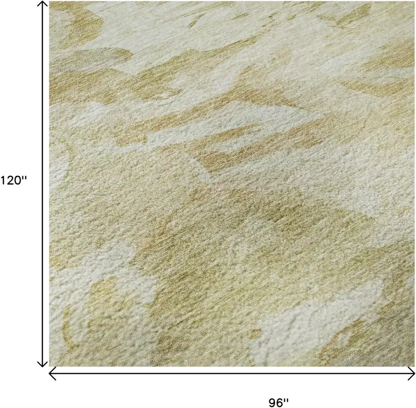 Beige And Ivory Abstract Washable Area Rug With UV Protection Photo 8