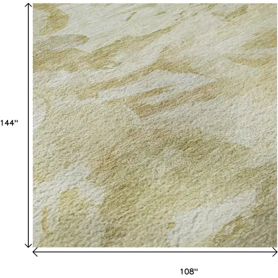 Beige And Ivory Abstract Washable Area Rug With UV Protection Photo 9