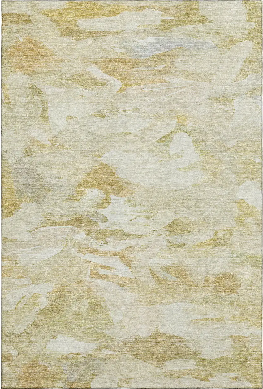 Beige And Ivory Abstract Washable Area Rug With UV Protection Photo 5