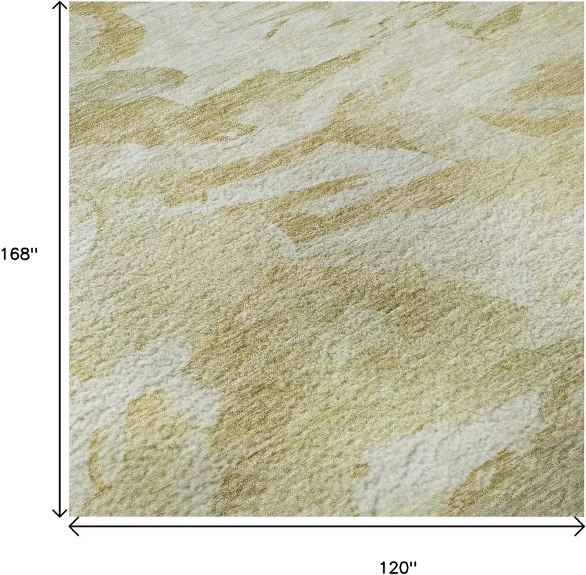 Beige And Ivory Abstract Washable Area Rug With UV Protection Photo 9