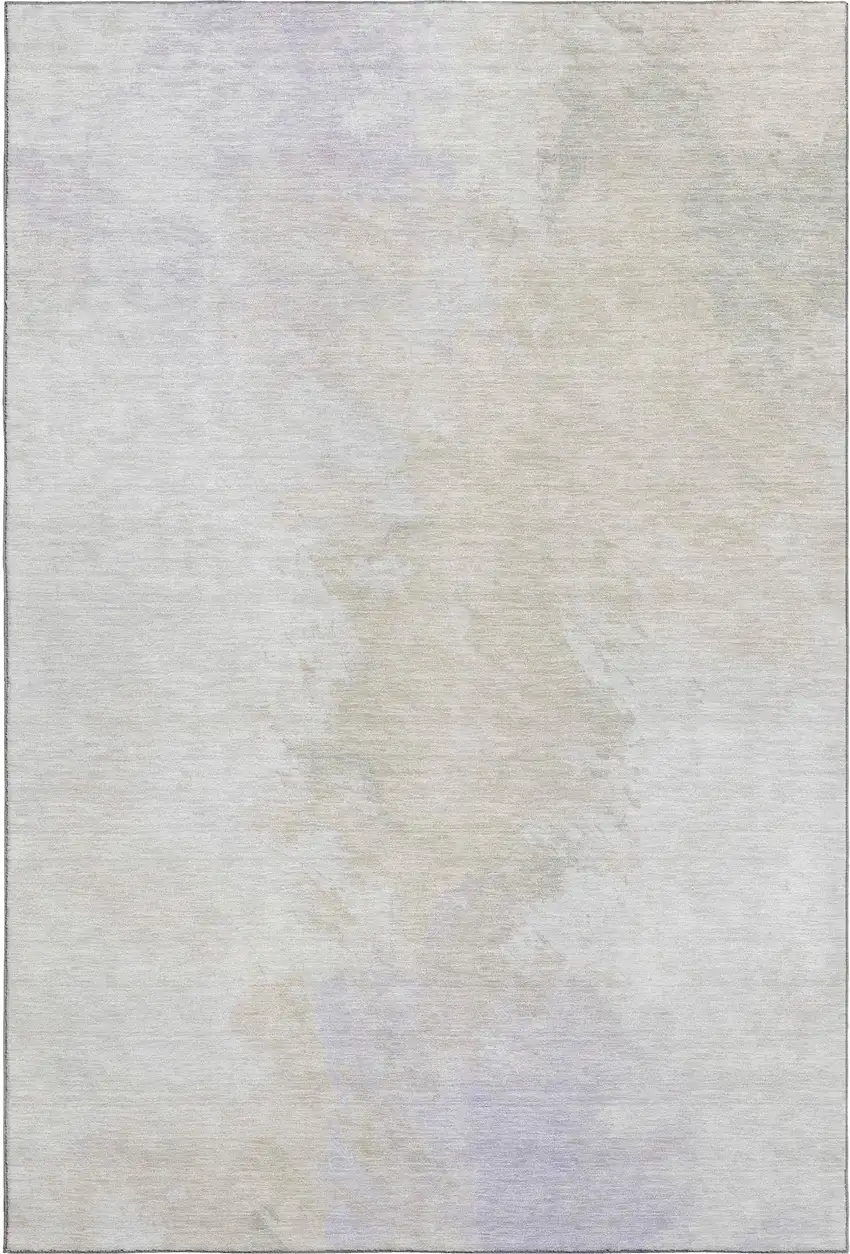 Beige And Ivory Abstract Washable Area Rug With UV Protection Photo 5