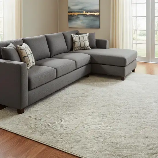 Beige And Ivory Abstract Washable Area Rug With UV Protection Photo 2