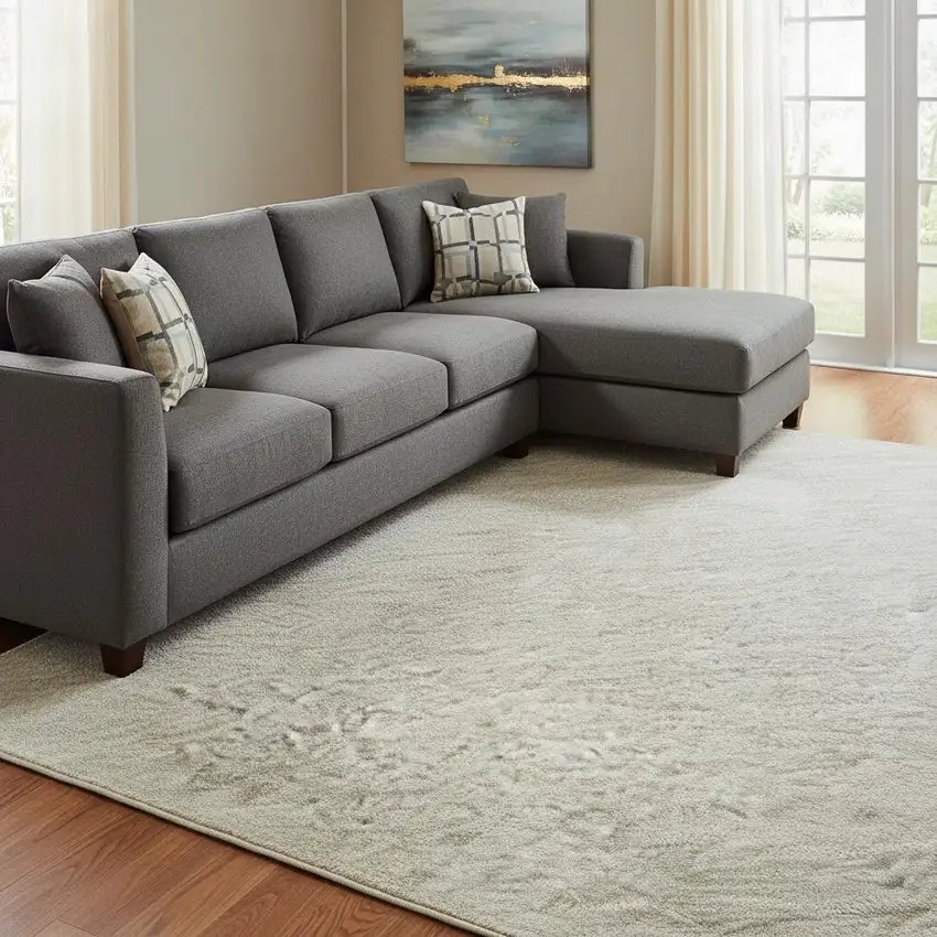 Beige And Ivory Abstract Washable Area Rug With UV Protection Photo 2