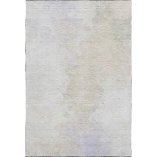Beige And Ivory Abstract Washable Area Rug With UV Protection Photo 5