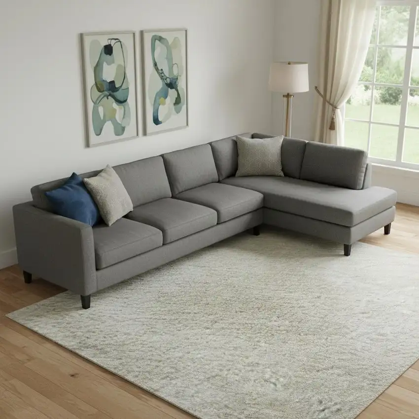 Beige And Ivory Abstract Washable Area Rug With UV Protection Photo 2