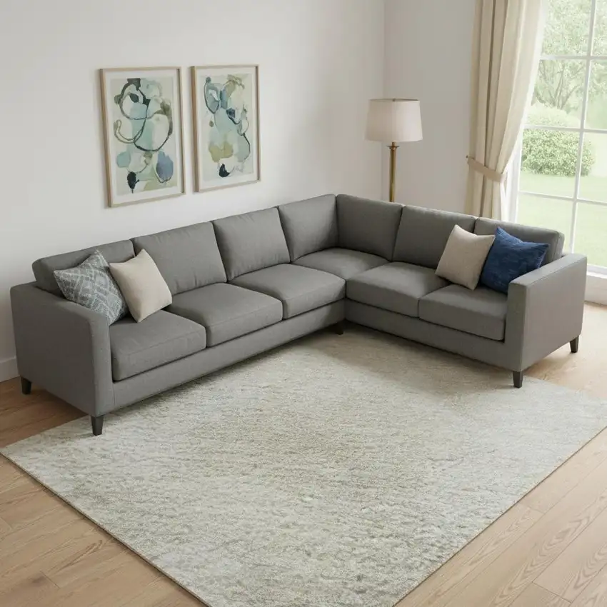 Beige And Ivory Abstract Washable Area Rug With UV Protection Photo 2