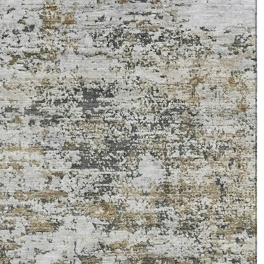 Beige And Ivory Abstract Washable Area Rug With UV Protection Photo 2