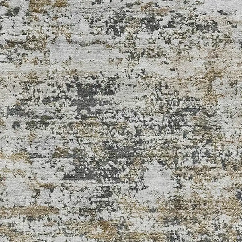 Beige And Ivory Abstract Washable Area Rug With UV Protection Photo 2