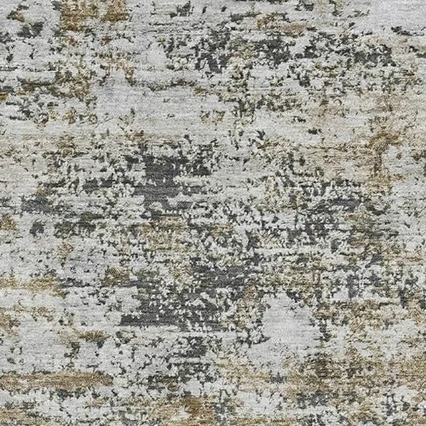 Beige And Ivory Abstract Washable Area Rug With UV Protection Photo 2