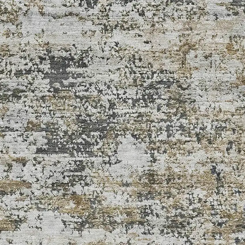 Beige And Ivory Abstract Washable Area Rug With UV Protection Photo 2