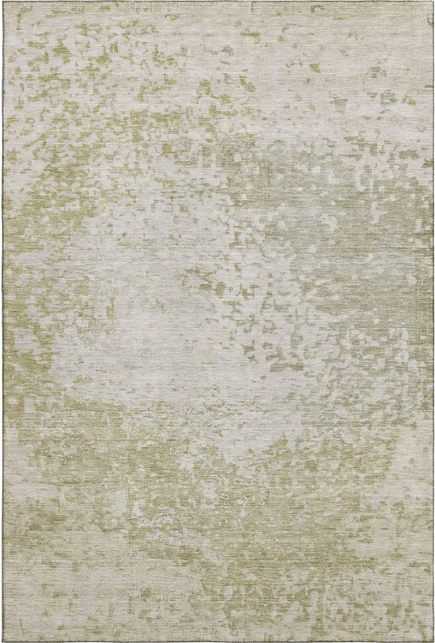 Beige And Ivory Abstract Washable Area Rug With UV Protection Photo 1