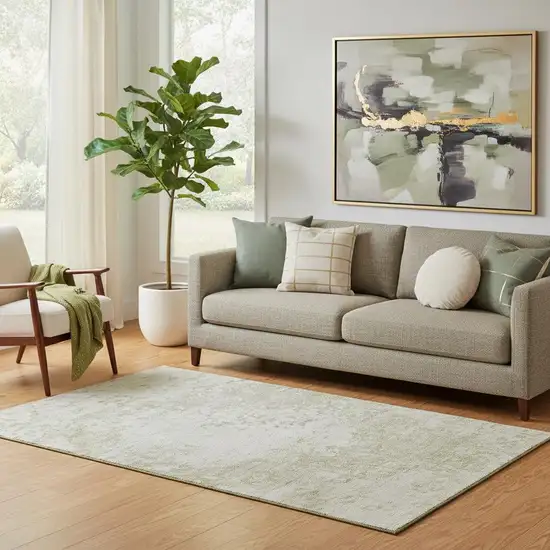 Beige And Ivory Abstract Washable Area Rug With UV Protection Photo 2
