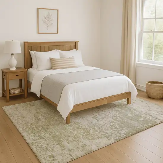 Beige And Ivory Abstract Washable Area Rug With UV Protection Photo 4