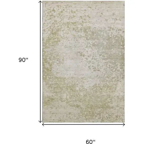 Beige And Ivory Abstract Washable Area Rug With UV Protection Photo 9