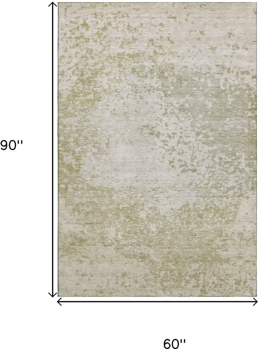 Beige And Ivory Abstract Washable Area Rug With UV Protection Photo 9
