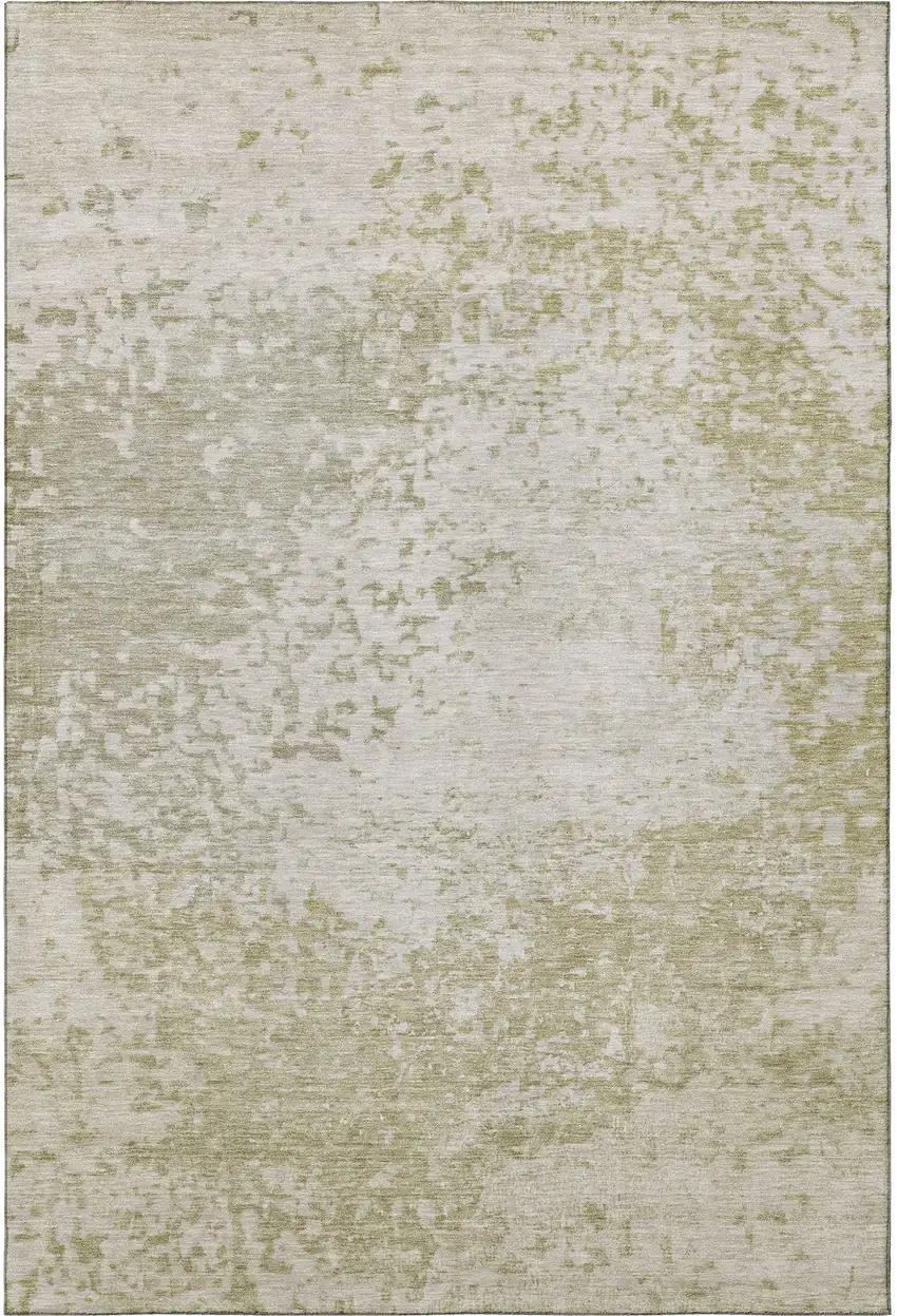 Beige And Ivory Abstract Washable Area Rug With UV Protection Photo 2