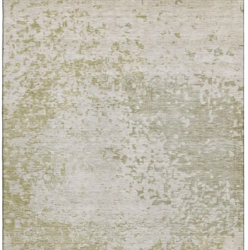 Beige And Ivory Abstract Washable Area Rug With UV Protection Photo 3