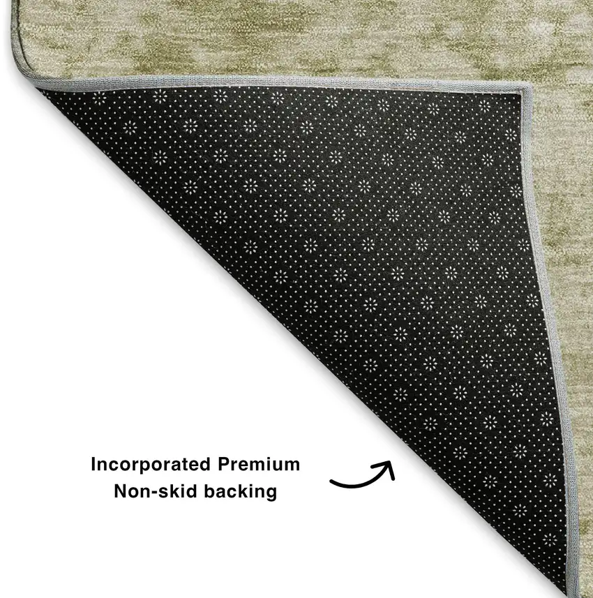 Beige And Ivory Abstract Washable Area Rug With UV Protection Photo 6