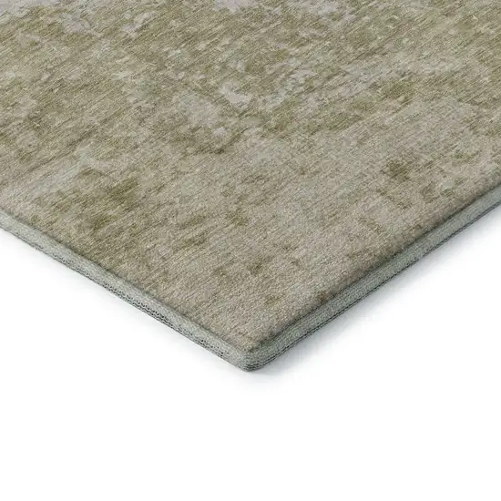 Beige And Ivory Abstract Washable Area Rug With UV Protection Photo 7