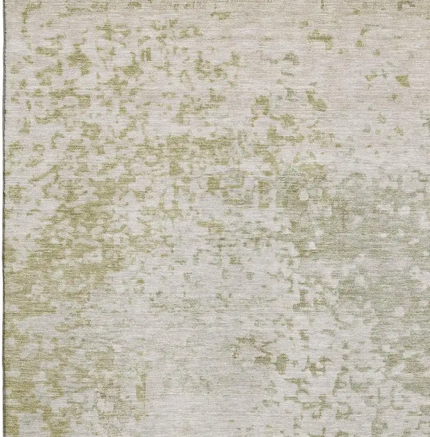Beige And Ivory Abstract Washable Area Rug With UV Protection Photo 2