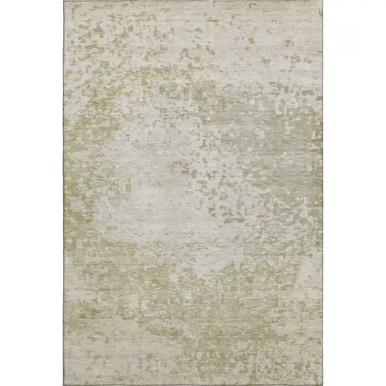 Beige And Ivory Abstract Washable Area Rug With UV Protection Photo 1