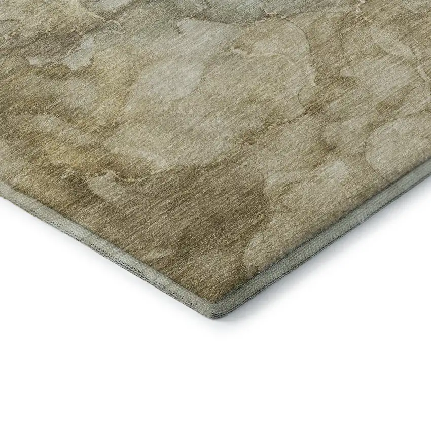 Beige And Ivory Abstract Washable Area Rug With UV Protection Photo 7