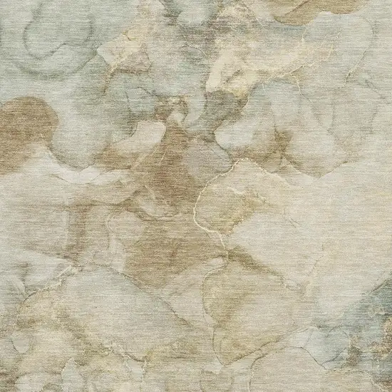 Beige And Ivory Abstract Washable Area Rug With UV Protection Photo 3