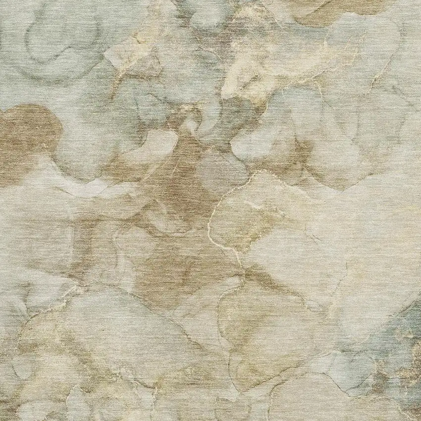 Beige And Ivory Abstract Washable Area Rug With UV Protection Photo 3