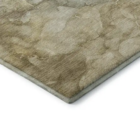 Beige And Ivory Abstract Washable Area Rug With UV Protection Photo 7