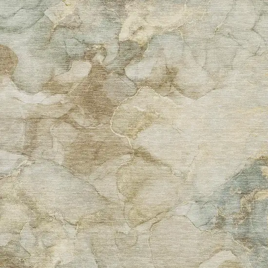 Beige And Ivory Abstract Washable Area Rug With UV Protection Photo 3