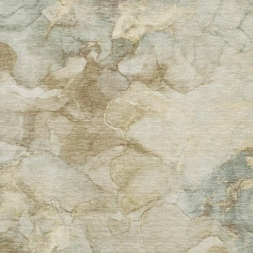 Beige And Ivory Abstract Washable Area Rug With UV Protection Photo 3