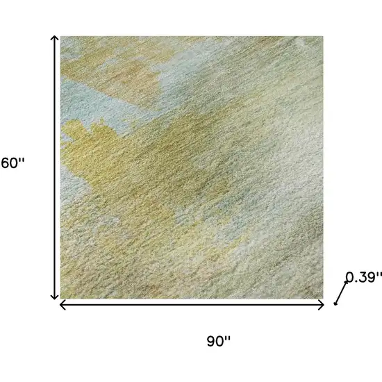 Beige And Ivory Abstract Washable Area Rug With UV Protection Photo 7