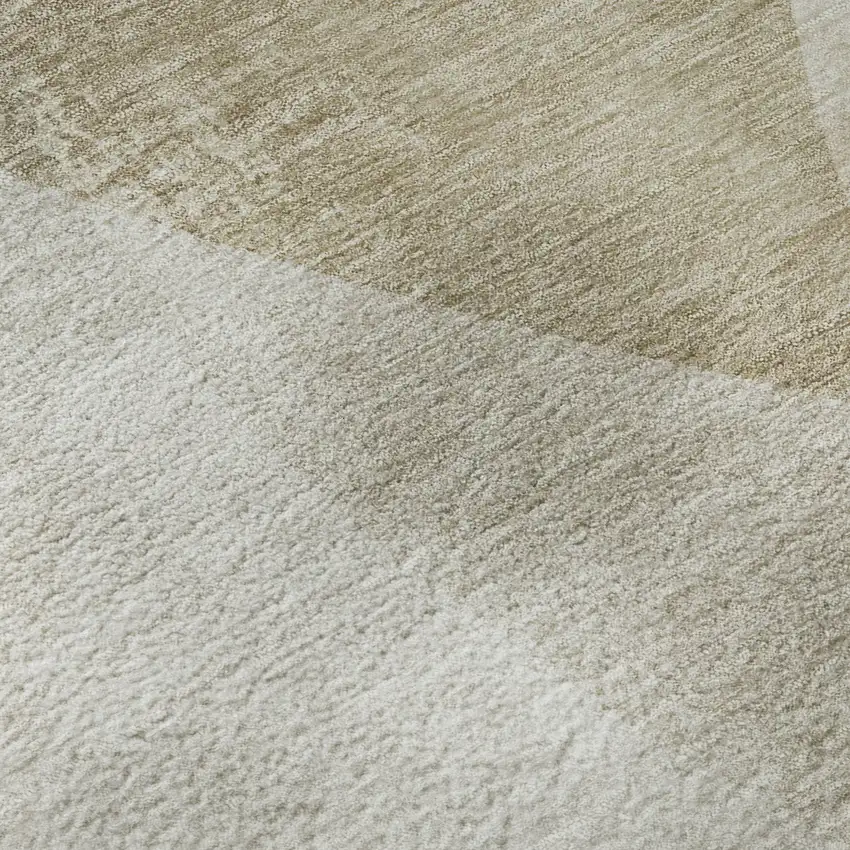 Beige And Ivory Abstract Washable Area Rug With UV Protection Photo 3