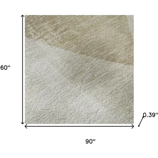 Beige And Ivory Abstract Washable Area Rug With UV Protection Photo 7