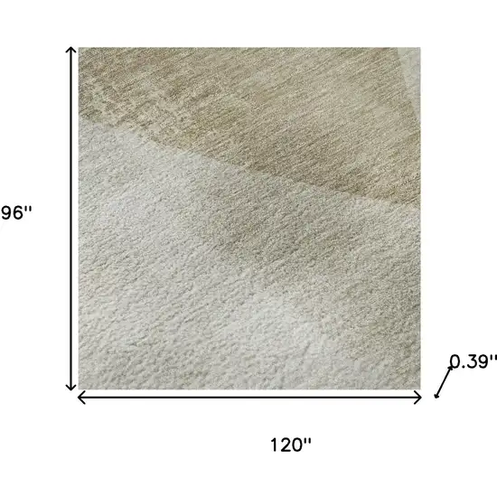 Beige And Ivory Abstract Washable Area Rug With UV Protection Photo 8