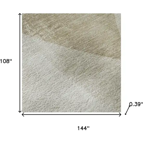 Beige And Ivory Abstract Washable Area Rug With UV Protection Photo 8