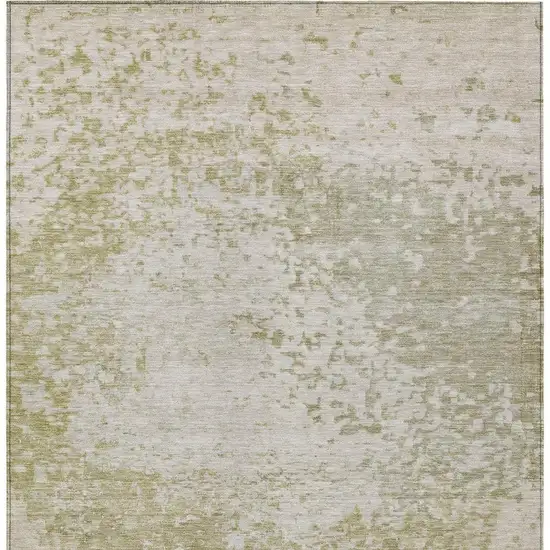 Beige And Ivory Abstract Washable Indoor Outdoor Area Rug Photo 4