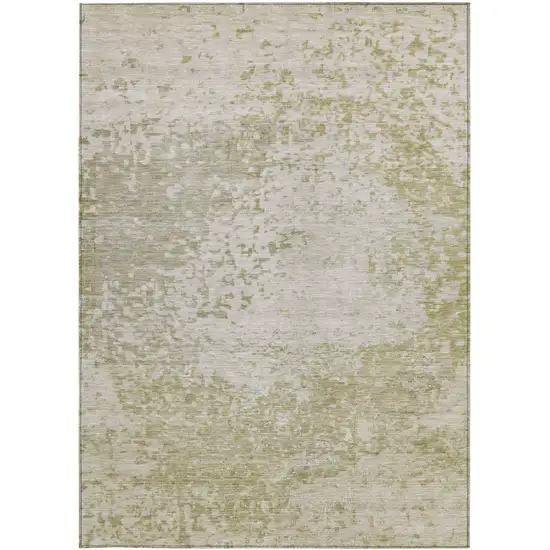 Beige And Ivory Abstract Washable Indoor Outdoor Area Rug Photo 3