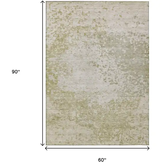 Beige And Ivory Abstract Washable Indoor Outdoor Area Rug Photo 9