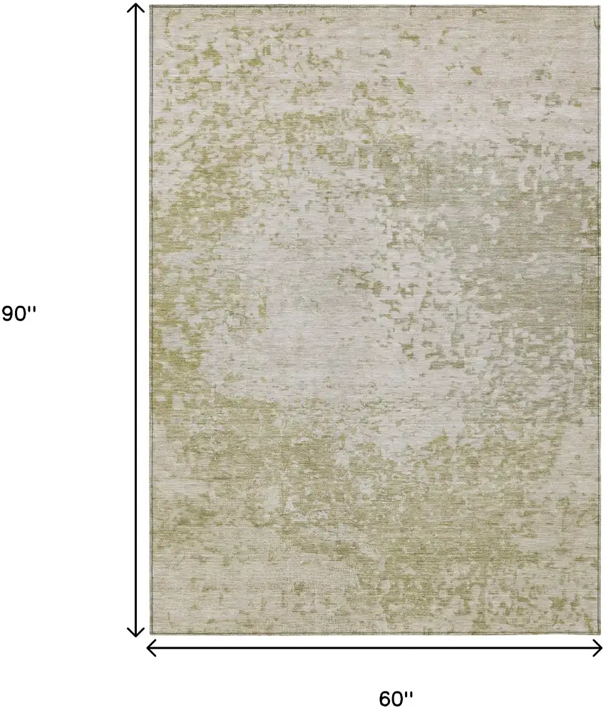 Beige And Ivory Abstract Washable Indoor Outdoor Area Rug Photo 9